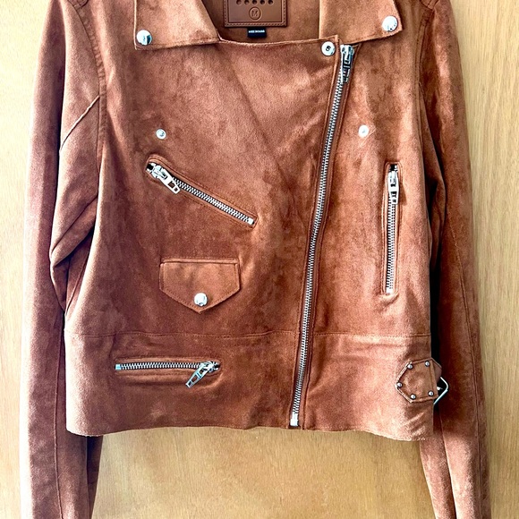 BLANK NYC moto jacket faux suede coffee bean sz M - Picture 3 of 6